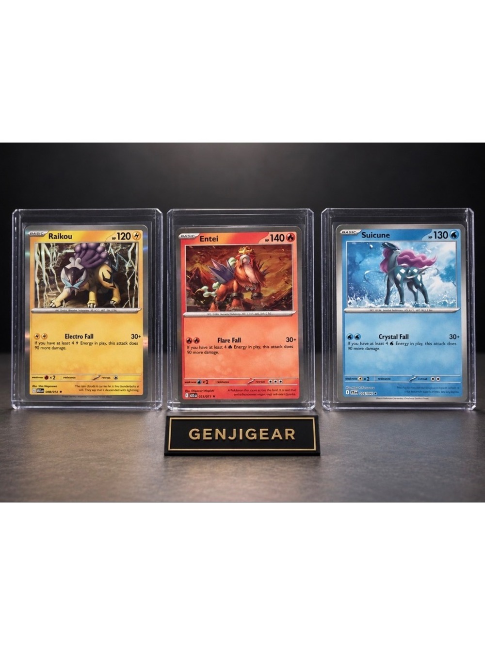Pokemon Raikou, Entei, and Suicune Trading Cards Set
